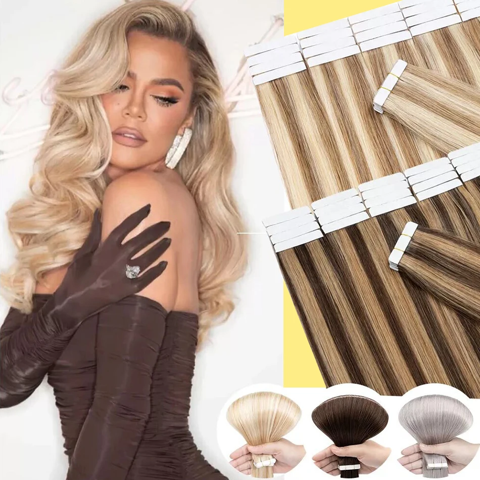 

Лента Yelo из 100% человеческих волос Remy, прямая двухсторонняя блондинка, удобная шелковистая прямая лента из натуральной кости для женщин