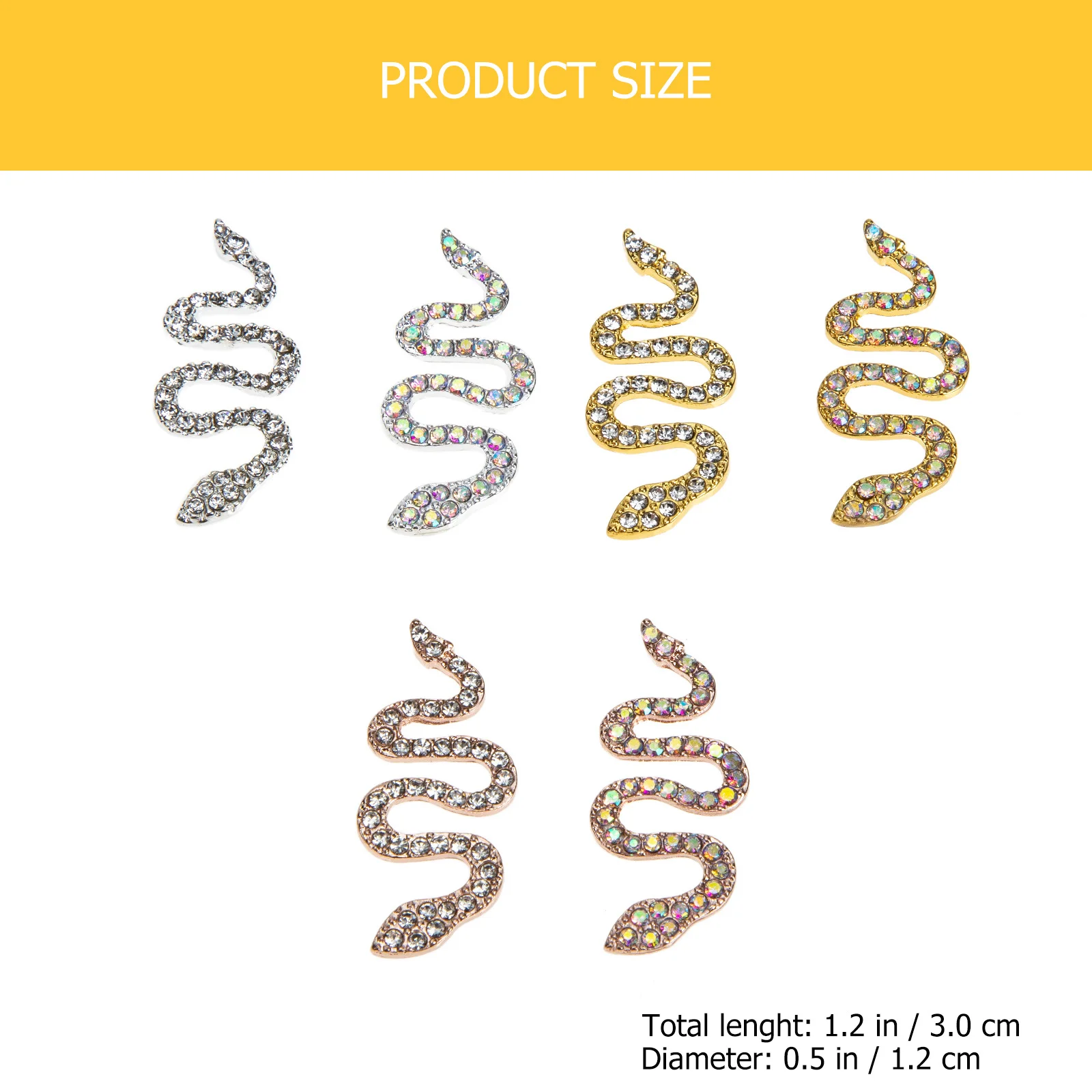 

6Pcs Nail Rhinestones Snake Design DIY Nail Art Natural Artificial Nails Salon Manicure Decor Rhinestone Gems 3D Charms