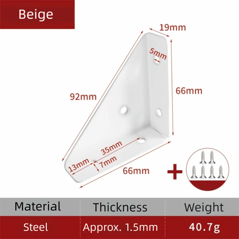 4pcs Pack 90 Degree Angle Support L-Shape Angle Brackets Triangular Reinforcement Steel Material Corner Brackets