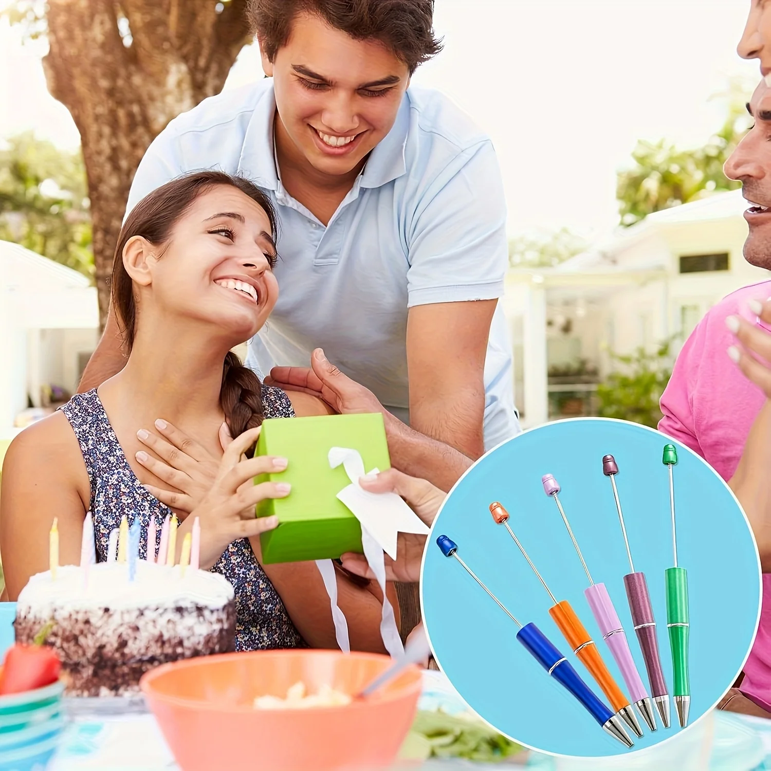 100本のプラスチックビーズペン、リフィル付き、DIYビーズペンキット、オフィス職場用品に最適