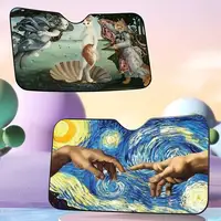 Divertidas pinturas famosas Retro parabrisas sombrilla Anime lindo parabrisas delantero del coche 70x130cm visera reflector de calor