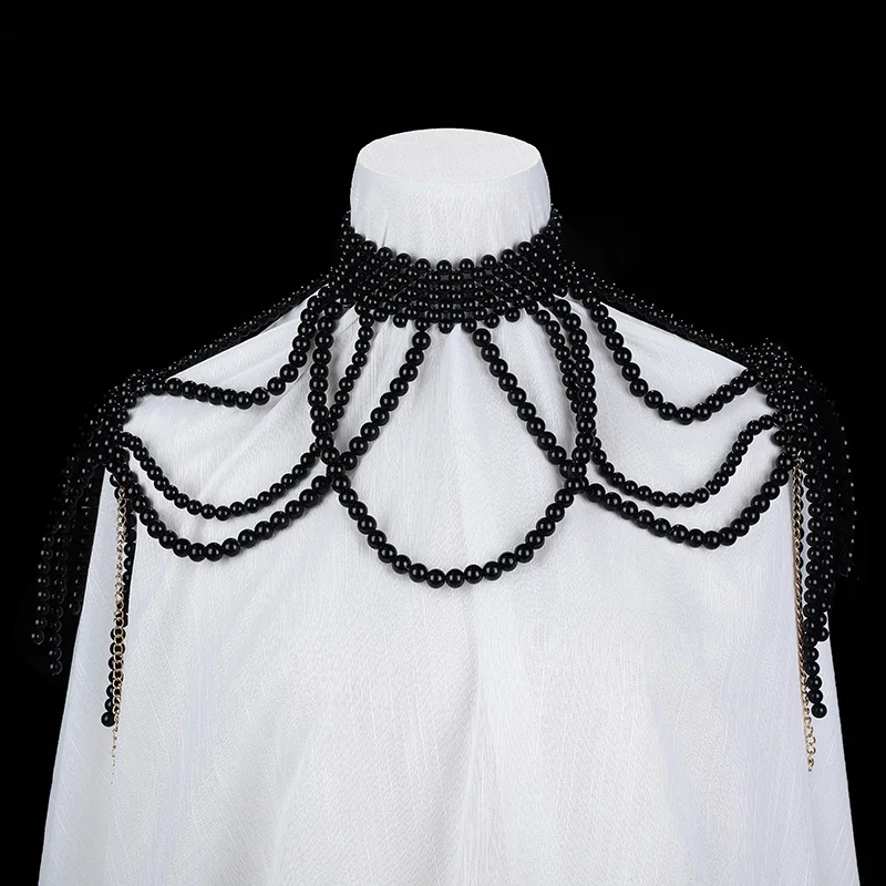 Fashion Pearl Shoulder Chain Jewelry Wedding Party Big Necklace Sweater Chain Shoulder Chain Wedding Accessories Gift for Women