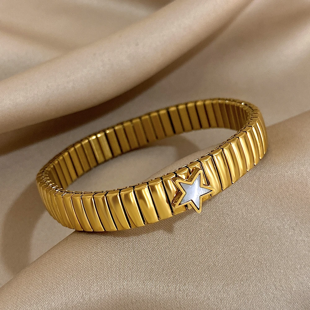 Neue Edelstahl Elastische Shell Stern Liebe Ring Armreif Für Frauen Männer Trend Charme Armband Armband Wasserdicht Einstellbar – Detail 7