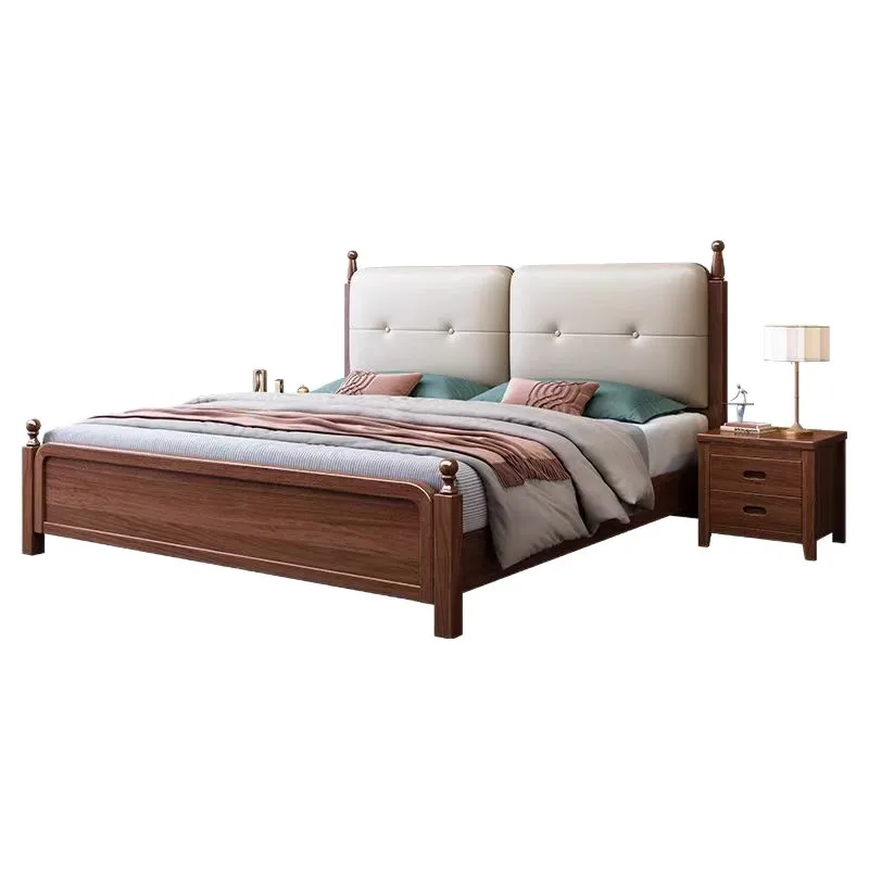

Medieval style, American solid wood bed 1.5 meters, single 1.8 meters, master bedroom double, solid wood soft bag, storage model
