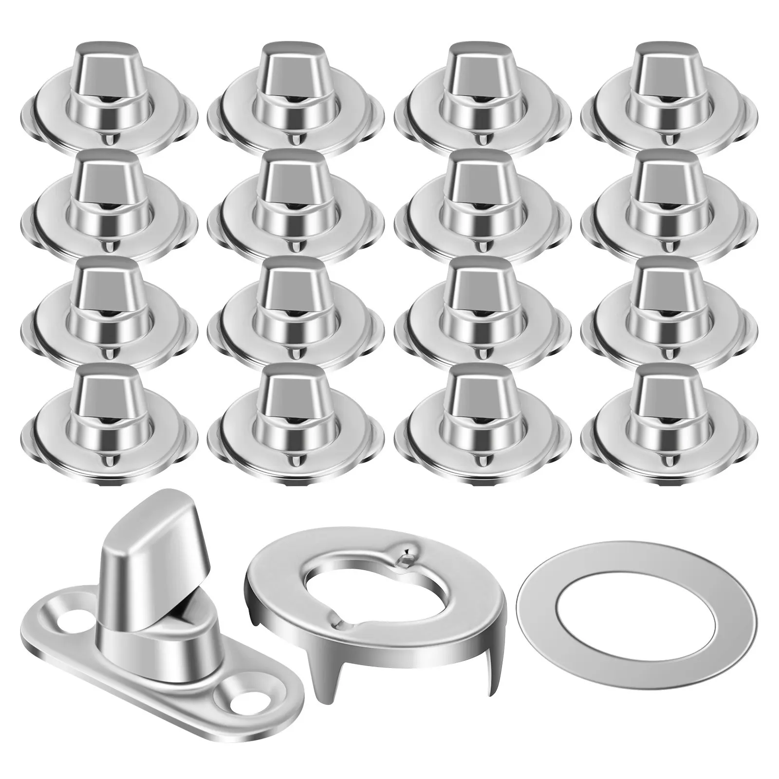 20Sets Resistant Turn Button Fasteners Galvanized Iron Tarp Fasteners for Canvas Mounting Screws Boats Rvs Marine Latch