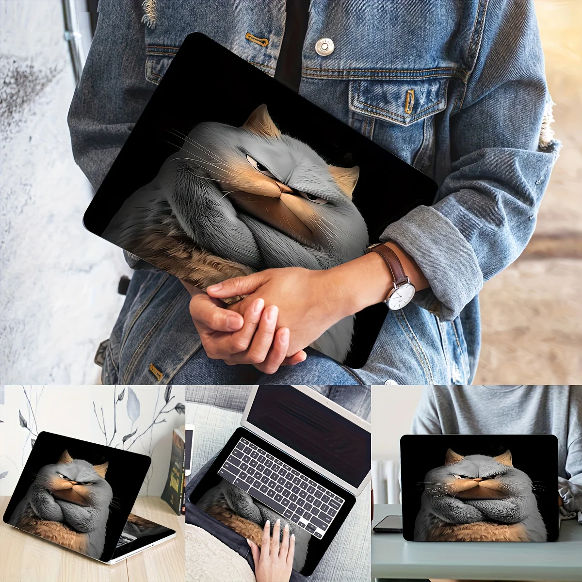 

2 упаковки, чехол для ноутбука с милым котом, универсальные наклейки на кожу нетбука, многоразовые наклейки на кожу ноутбука, наклейки Wate