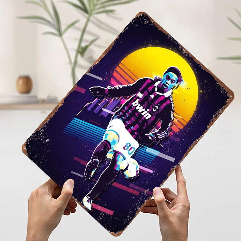 ملصق مطبوع من رونالدينيو قابل للتخصيص على الحائط علامات قصدير معدنية عتيقة لتزيين غرفة المنزل وديكورات غرفة النوم