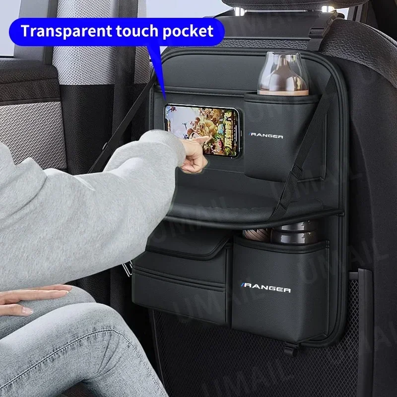 car-seat-back-storage-bag-for-kids-with-foldable-dining-table-tray-multi-pocket-backseat-organizer-for-ford-ranger-t9-t6-raptor