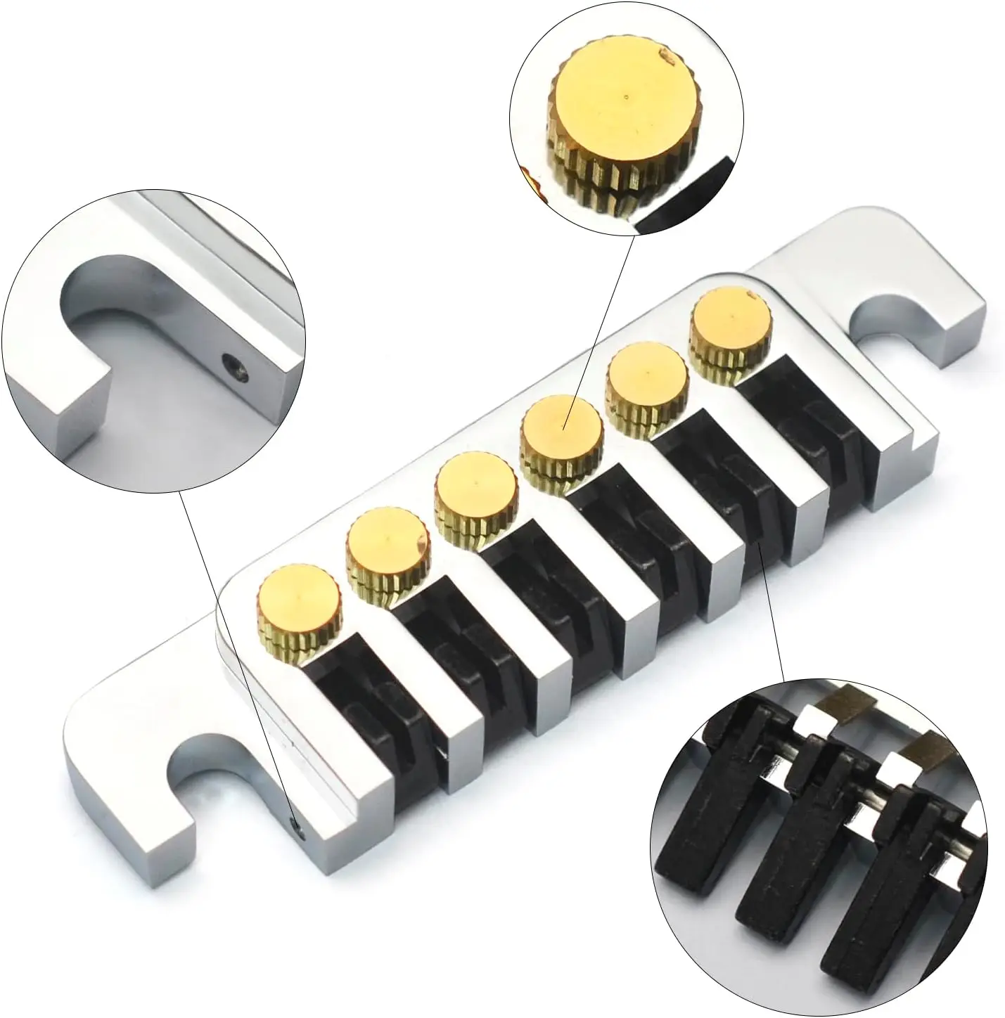 

Guitar Bridge Tailpiece Vintage TP 6 70's Bridges with Studs and Inserts Replacement Compatible with LP Les Paul 6 String Guitar