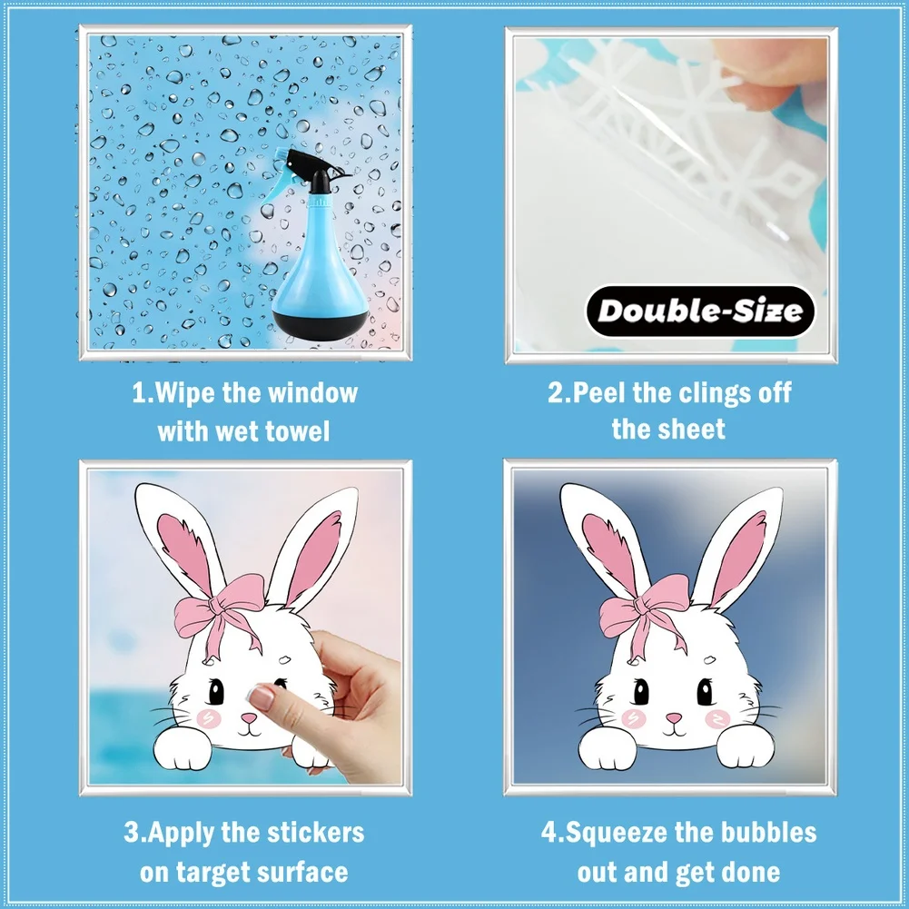 Double Sided Window Clings Bunny Egg Decals As Shown Easter Window Clings Repositionable Peel-and-stick PVC Material