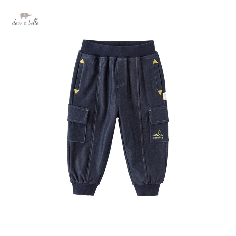 

Dave Bella Casual Pants Baby Boys Loose Harem Pants Autumn Children Denim Blue Knit Baggy Pants Kids DB3235955