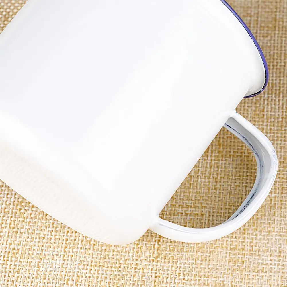 Enamel Coffee Mug Durable Steel Cup Vintage Enamel Mug with Handle Heat Resistant Solid Color Drinking Cup Durable for Home