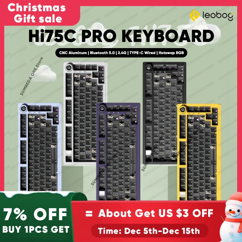 

LEOBOG Hi75C Hi75C Pro Wireless Aluminum Mechanical Keyboard Kit Gaming Bluetooth 2.4G Wired Hot Swap RGB Gamer Gasket Keyboard