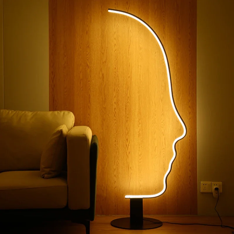 moderno led lampada de assoalho minimalista rosto humano design decoracao casa quarto sala estar iluminacao cabeceira luzes interiores luminarias 01