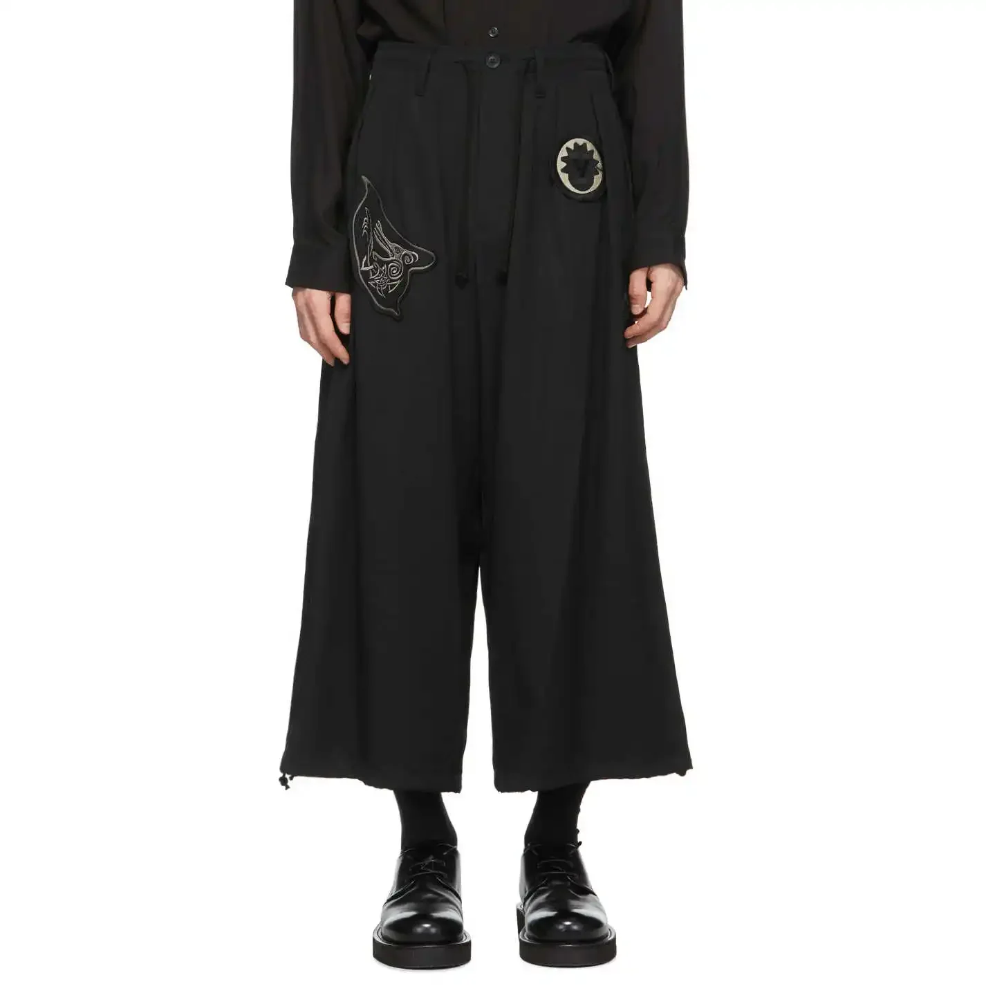 

YOJI OOAK WIDE TROUSERS Широкие брюки Yoji Ooak классическая габардиновая вышивка черепа