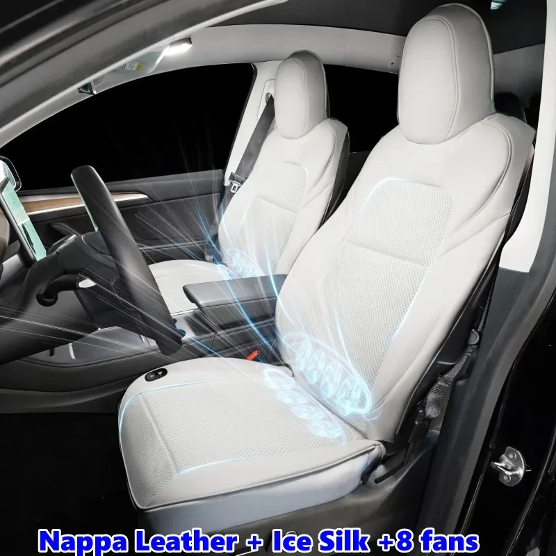 

Ventilation Seat Cover For Tesla Model 3 Y Summer Cool Breathable with Fan Ventilated Ice Silk Seat Cushion Car Accessories