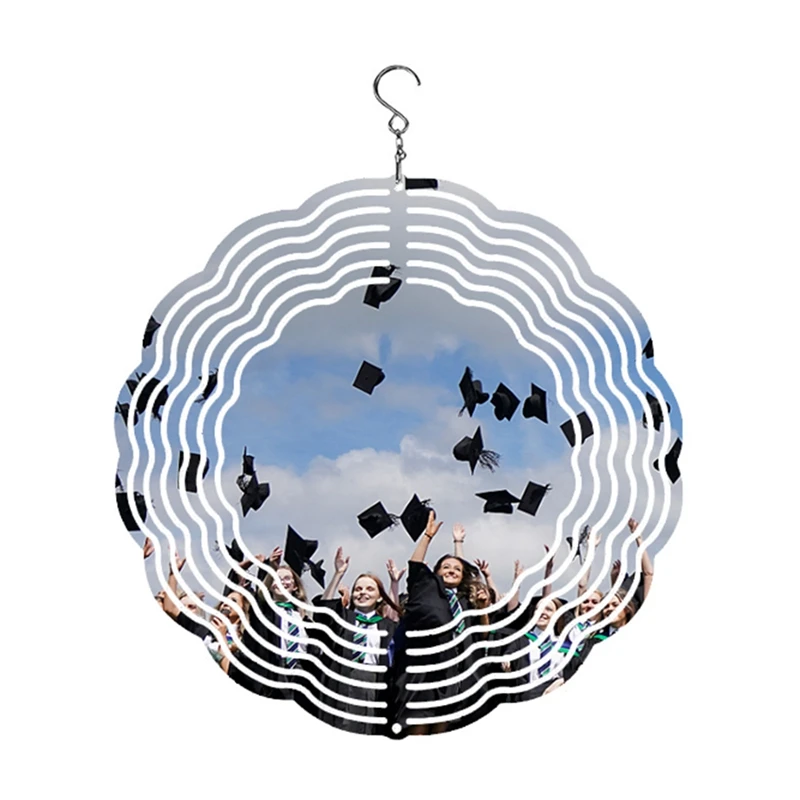 6 PCS Wind Chime Turntable Graduation Season Wind Power White Coated Aluminum Plate Double-Sided Printing Heat Transfer