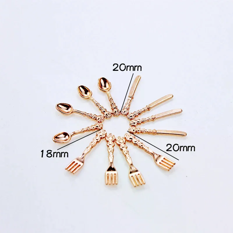 12PCS 1:12 Dollhouse Miniature Fork Knife Soup Tableware Kitchen Furniture Toys