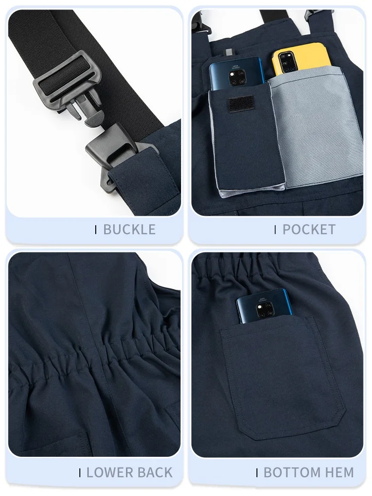 2025 스트랩 팬츠, 입체적인 대형 포켓 작업복, 컬러 블록 멀티 포켓 작업 바지, 노동 보호 의류