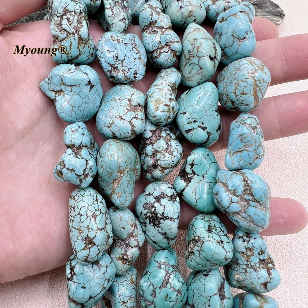 2Strands Irregular Large Natural Blue Turquoises Nugget Beads For DIY Jewelry Making MY230719