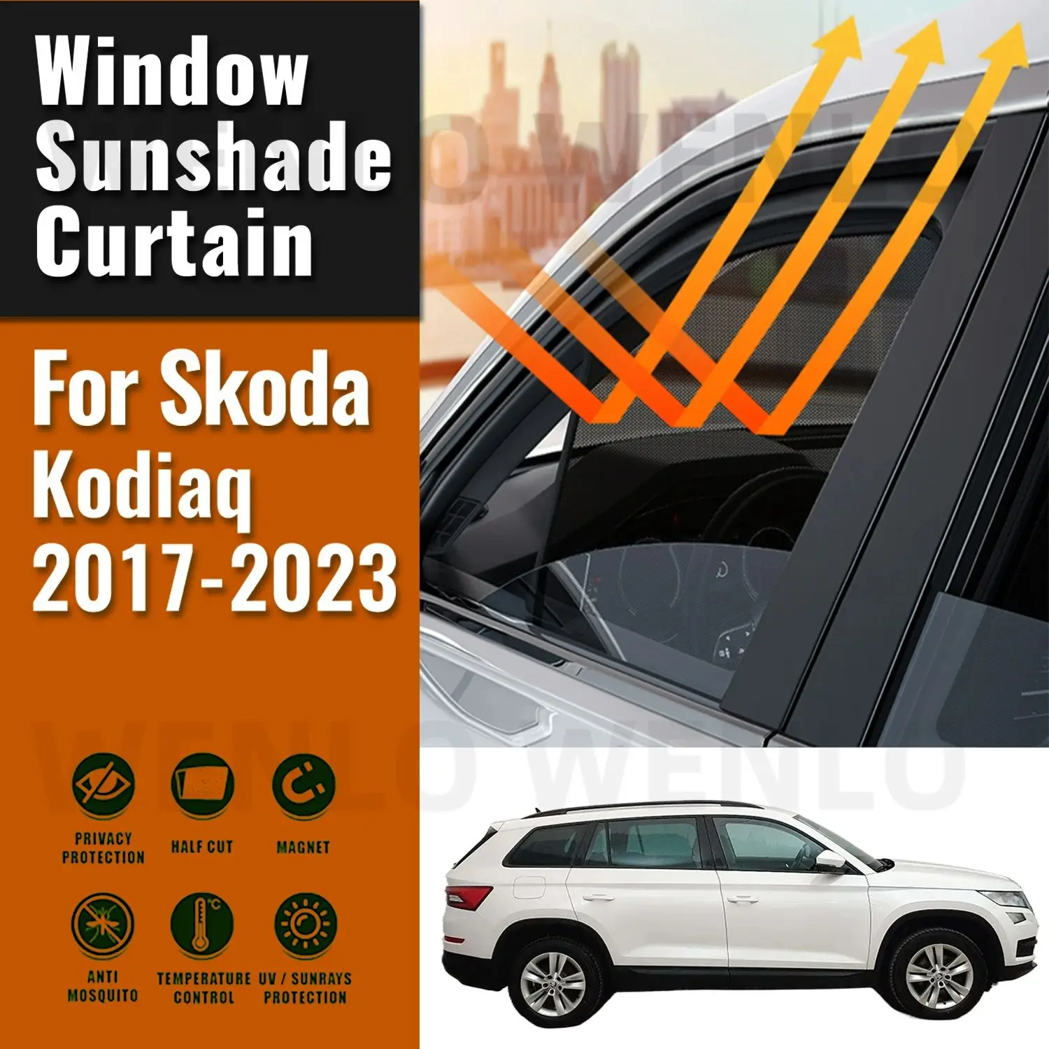 

For Skoda Kodiaq 2023 2022 20211-2017 Car Sun Visor Accessories Window Windshield Cover SunShade Curtain Mesh Shade Blind Custom