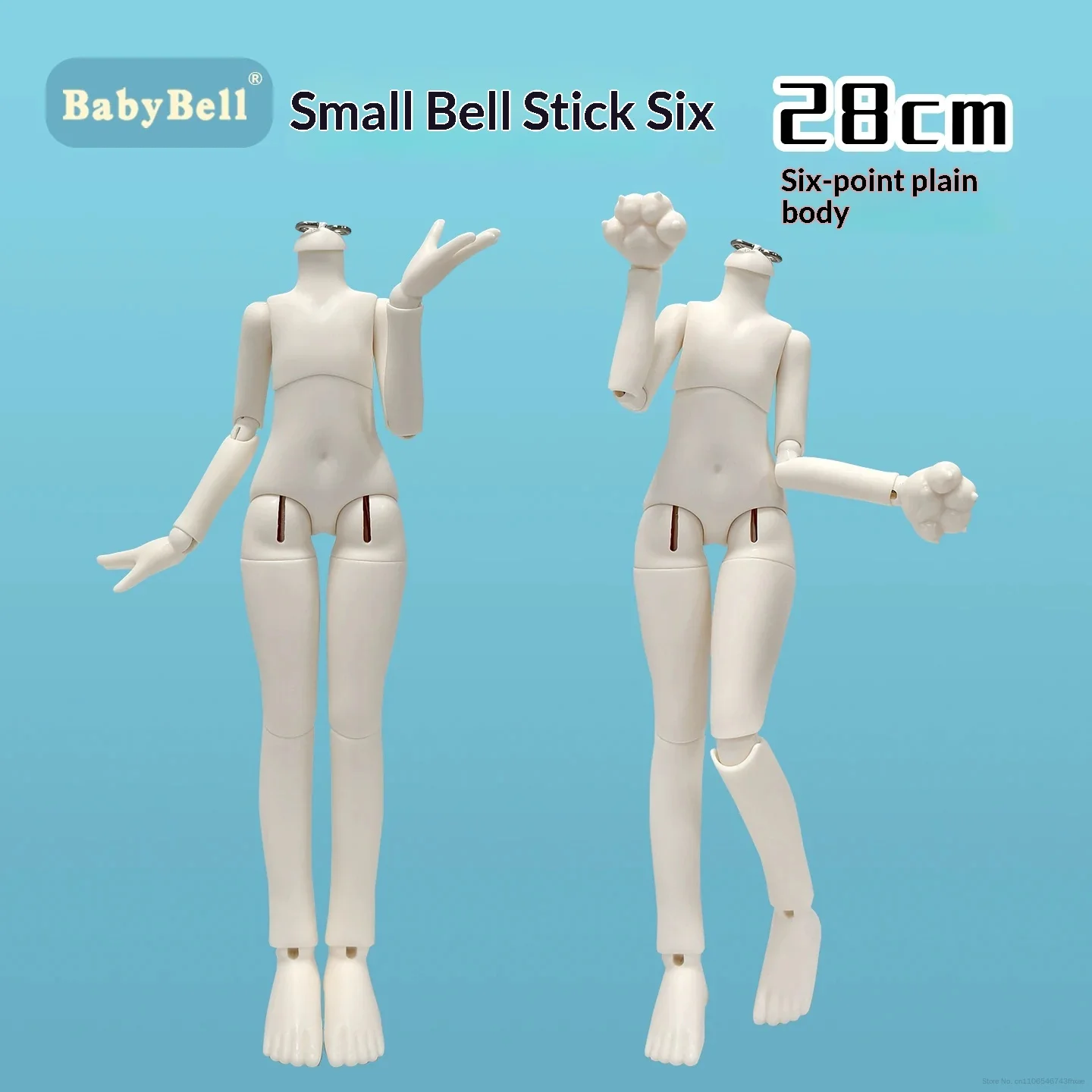 BabyBell 1/6 Stick BJD Nude Body 28cm Unisex Chubby Style 3 Joint Articulated Big Hands Feet Doll Body Fit 1/6 Doll Head Shell
