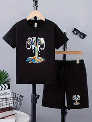 Kids Clothes Boys & Girls Summer Drawing Top & Shorts 2 Pieces Set Teenage Boy Printed Tracksuit Children's Casual Outfit