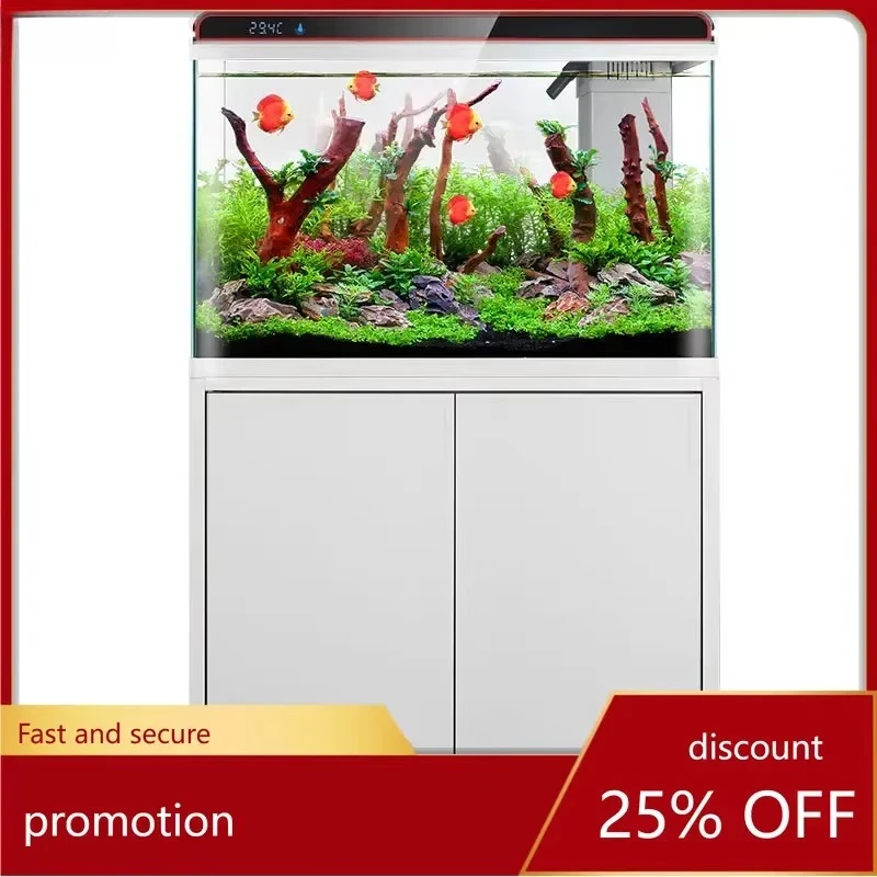 ultra-white glass large bottom filter fish tank aquarium ecological small tank