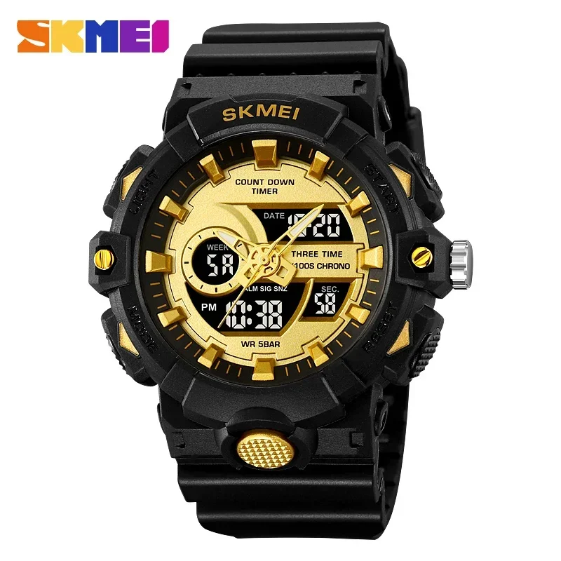 SKMEI 2225 Sport LED Display Mens Waterproof Digital Wristwatch Shockproof Countdown for Casio Quartz Watch for Men Reloj Hombre