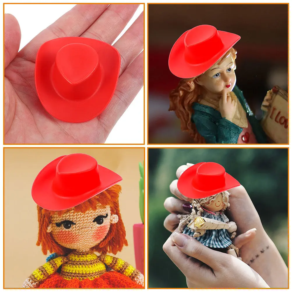 20 Stück Mini-Cowboyhüte aus Kunststoff, dekorative kleine Hüte zum Verkleiden, exquisites Design, glatte Oberfläche, dekorativer Mini-Hut