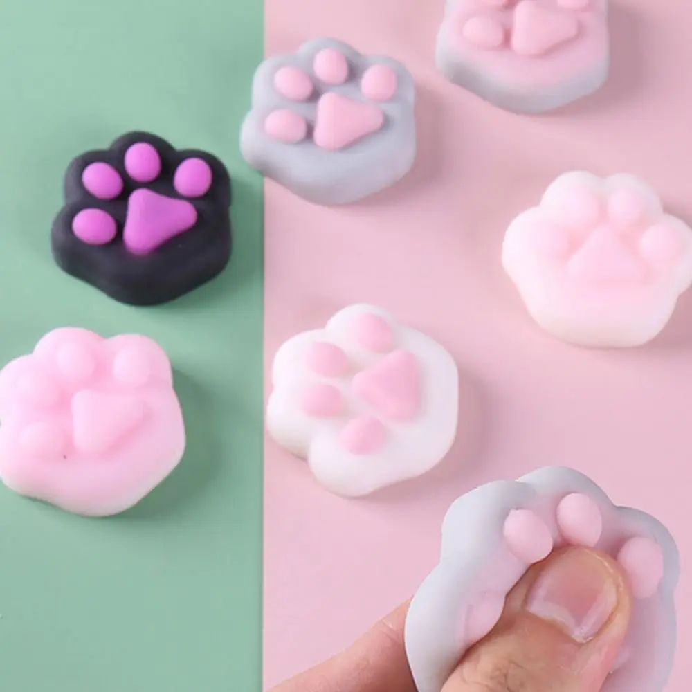 Novelty Sensory Toy Mini Cat Paw Squeeze Toy Silicone TPR Cartoon Fidget Toy Fidget Toy 3D Pinch Decompression Toy Funny Toys