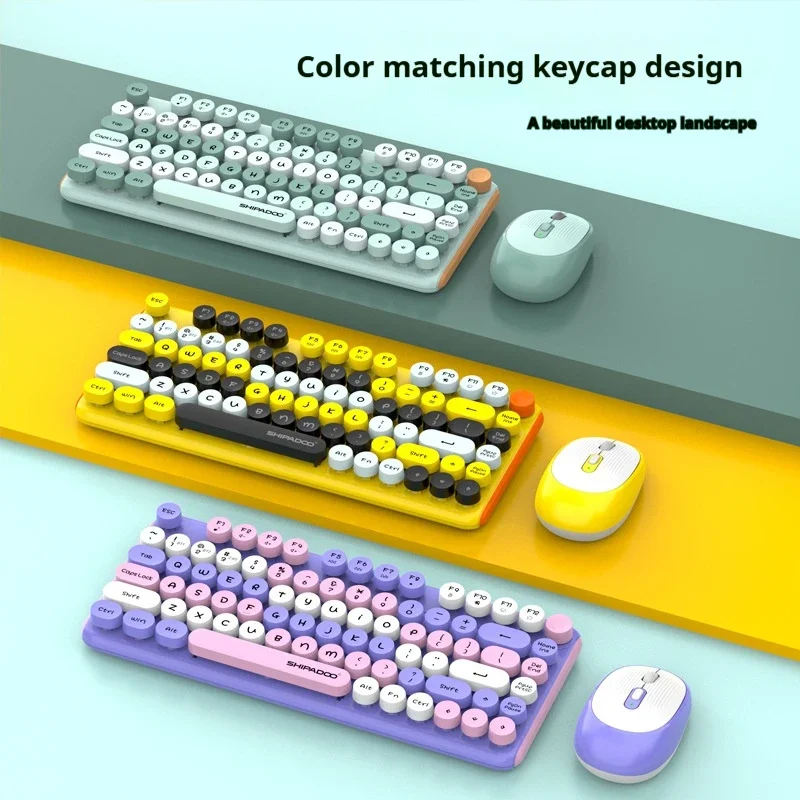 

UNSHARKABLE Wireless Keyboard Mouse Combo Set Bluetooth USB Rechargeable Punk Keycaps Multi-Color for Office Gaming Use
