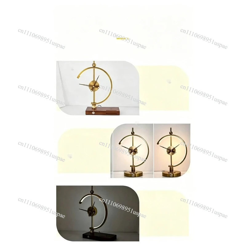 Dimmable Smart Charging Desktop Ornament Gift Gift Modern Light Luxury Creative Clock Desk Lamp