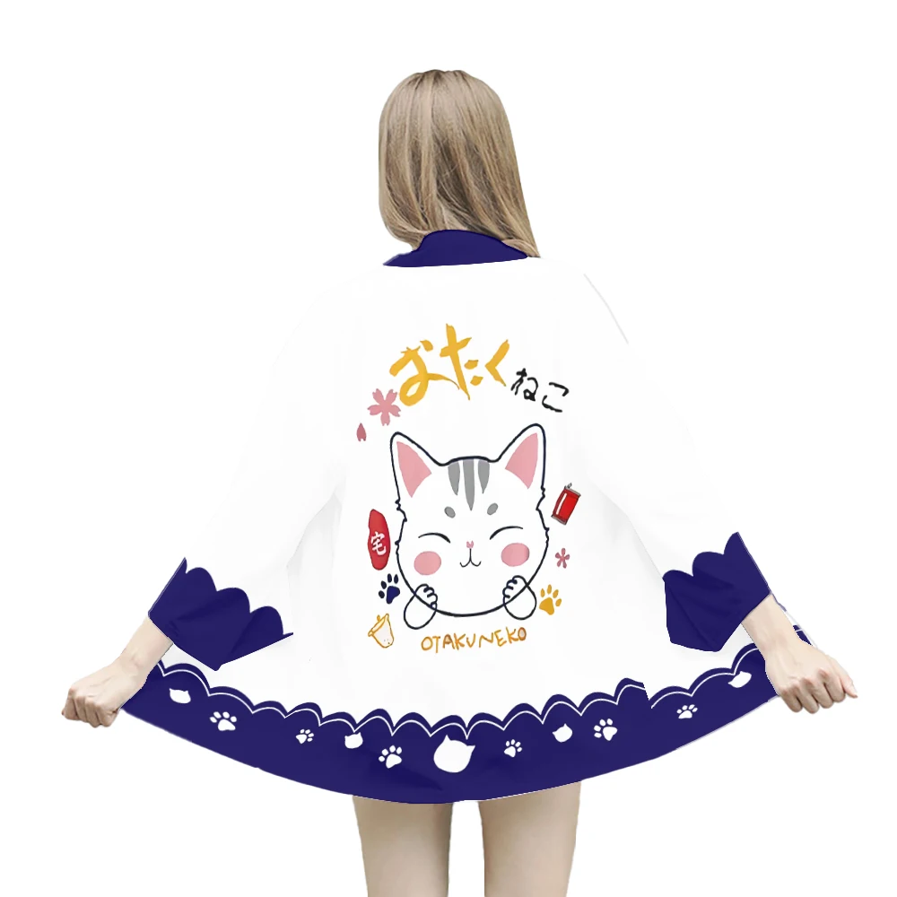 التقليدية الكرتون لاكي القط كيمونو الصيف شاطئ الشمس حماية سترة الرجال النساء متعة ريشة النسيج الاطفال قمم
