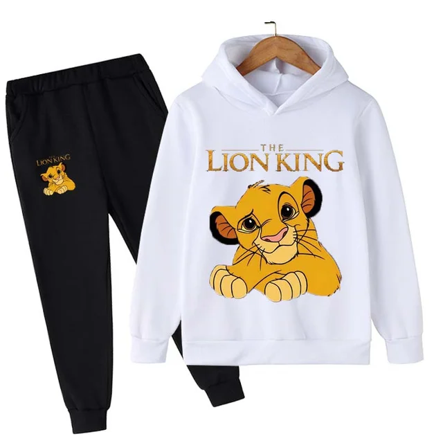 

4-16 Years Children Lion King Simba Hoodies Set Baby Suit Kids Clothes Boys Girls Clothing Pullovers Long Pants Kids Cartoon Set