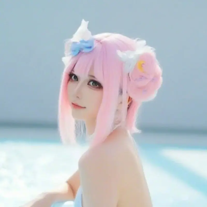 

Game Blue Archive Misono Mika Cosplay Wig 30CM Light Pink Short Hair Synthetic Wig+Wig cap Party Halloween Wig
