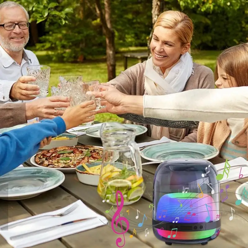 ลําโพงไร้สายสําหรับลําโพงไร้สายภายในบ้านพร้อมลําโพงไฟ LED เครื่องเล่นเพลงลําโพงซับวูฟเฟอร์เพลงความละเอียดสูง