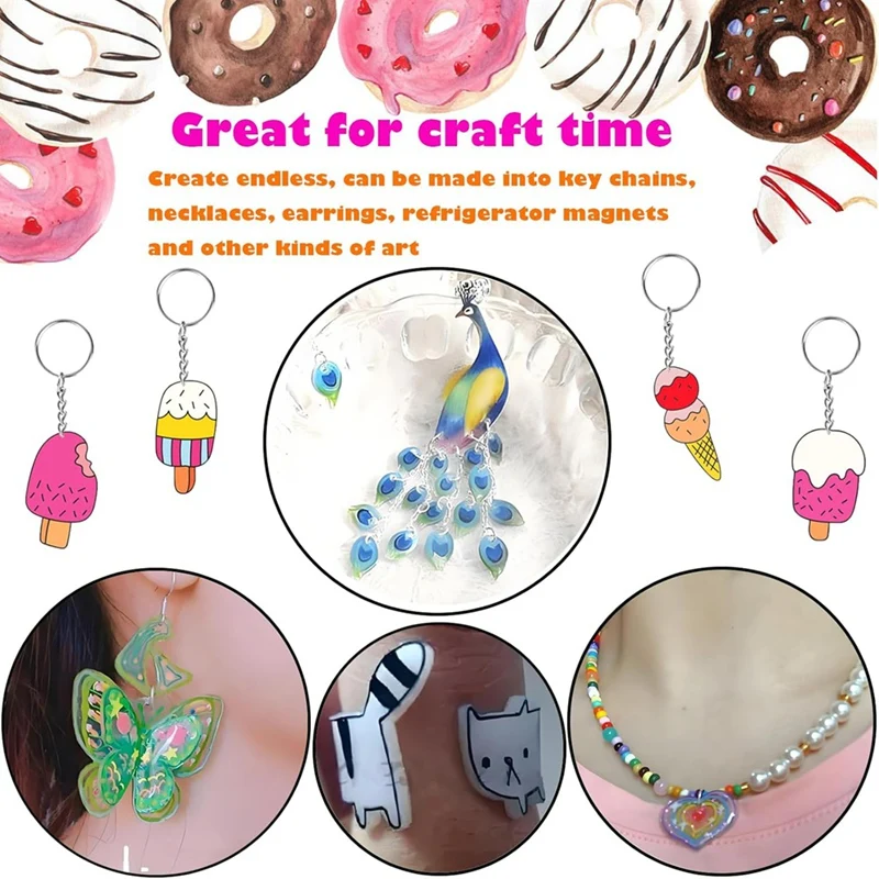 12 Pieces Shrink Papers, Sanded Shrink Plastic Sheets, Shrink Films Papers For Kids, Creative DIY Crafts,School Arts