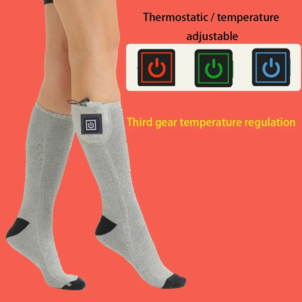 Winter Elastic Electric Heating Socks Men\'s Women\'s Breathable Heated Socks Charging Anti-Cold Foot Warmer Stockings No Battery