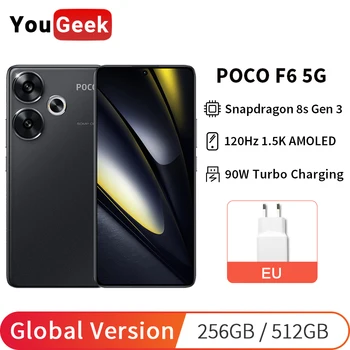 글로벌 버전 POCO F6 Snapdragon 8s Gen 3 CrystalRes 120Hz Flow AMOLED 디스플레이 50MP 카메라 90W 터보 충전 스마트폰 