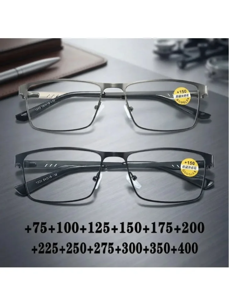 Klassische Business-Lesebrille für Männer, Blaulichtfilter, Presbyopie-Brille, Weitsichtbrille für den täglichen Gebrauch