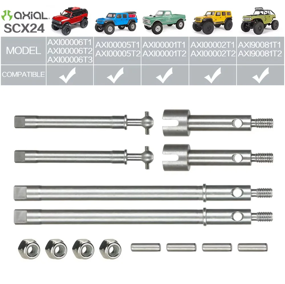 

Axial SCX24 Metal Stainless Steel Front and Rear Axle CVD Drive Shaft Kit for 1/24 SCX24 AXI00004 B17 90081 RC Car Parts