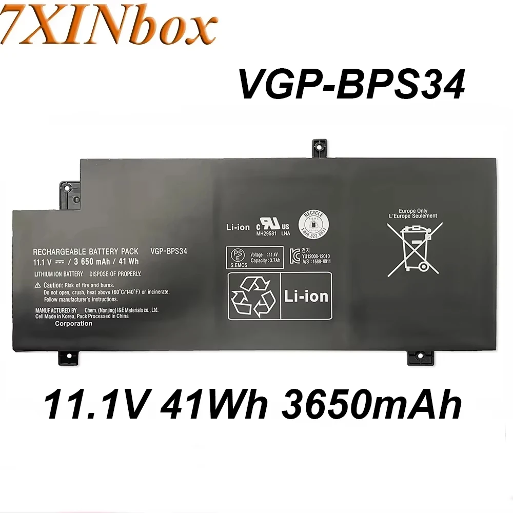 

7XINbox VGP-BPS34 BPS34 11,1 В 41 Втч 3650 мАч аккумулятор для ноутбука SONY Vaio Fit 15 SVF15A SVF14A серии SVF15A1ACXB