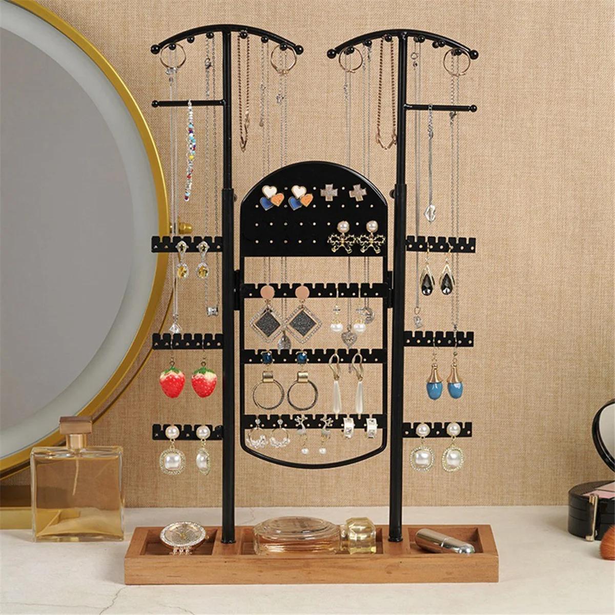 AB72-Jewelry Rack 6 Tier Large Liftable Jewelry Display Rack Ring Necklace Earring Stand