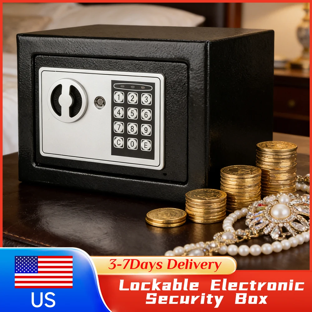 

Новый электронный сейф с цифровым кодом и ключами, стальной, для хранения денег, ювелирных изделий и документов дома