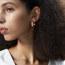 ENFASHION Stainless Steel Stripe Piercing Stud Earrings For Women Gold Color Earring Bulk Pendientes Fashion Jewelry Gifts E1258
