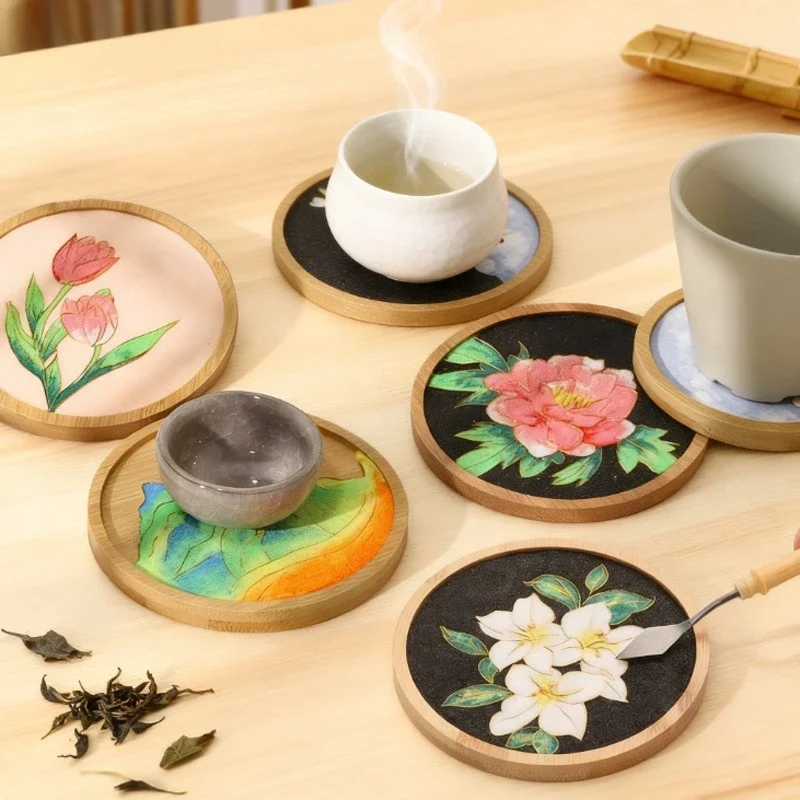 Cloisonné Enamel Painted Coasters Material Package Beginners for Handmade DIY Experience Home Decoration Personalized Gifts