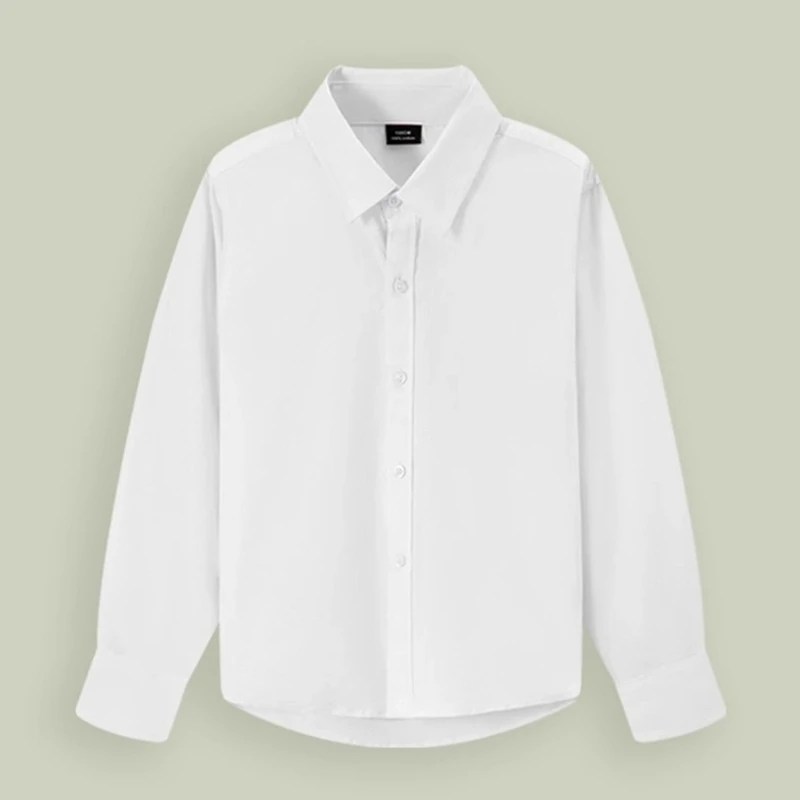 Breathable White Cotton Shirt Comfortable Girls Button Down Shirt For Kids Daily Wear And Prom Event