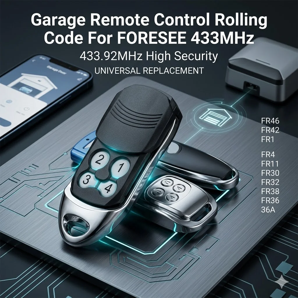 FORESEE Garagentoröffner Handsender, 433MHz Rolling-Code Garagenfernbedienung