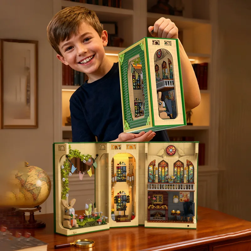 

Светящаяся подставка для книг в виде пасхального кролика, конструктор из мелких деталей, креативная STEM-игрушка, подарок для детей, развивающий навыки командного взаимодействия